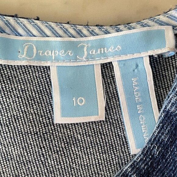 DRAPER JAMES Denim Puff Sleeve Sheath Shift Dress 10 - Picture 9 of 17